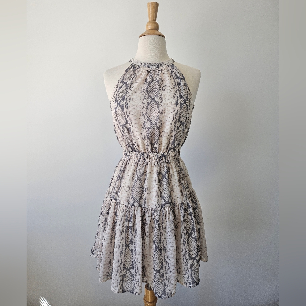 Elegant Snake Print Halter Dress